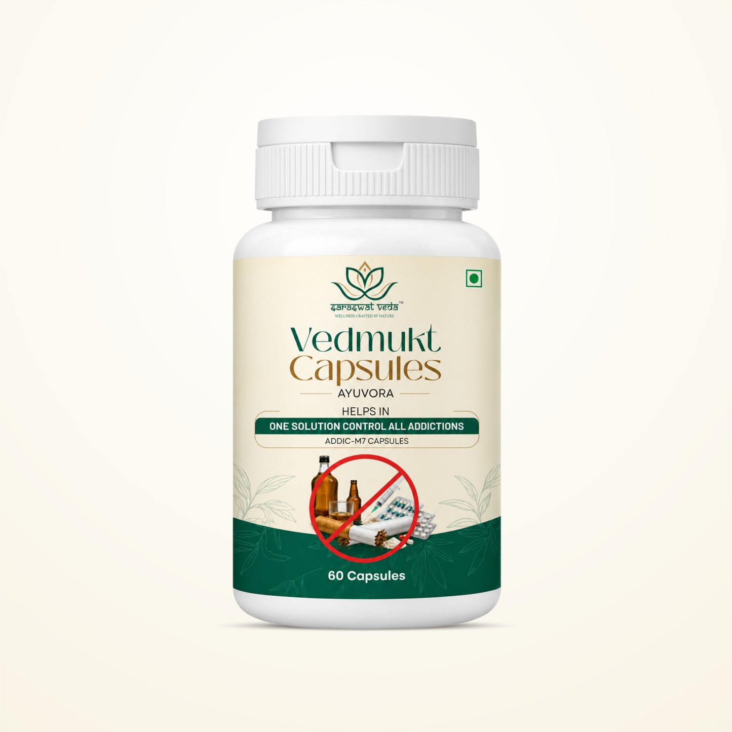 Saraswat Veda Vedmukt Capsules | Premium Ayurvedic Herbal Formula for Tobacco Detox Support, Craving Management, Liver & Lung Wellness & Daily Vitality | 60 Veg Capsules