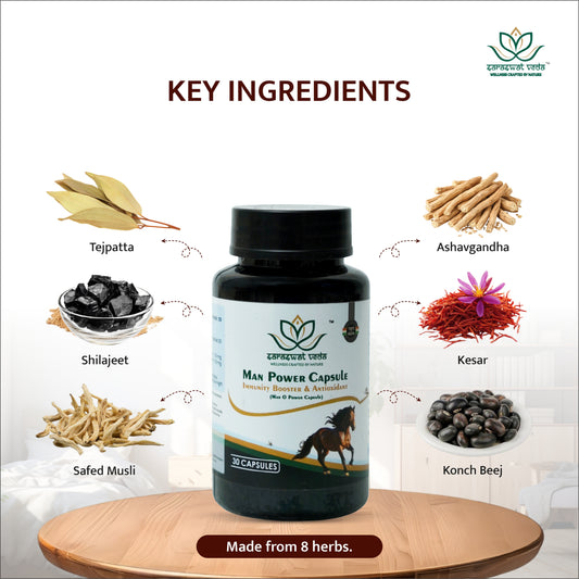 Man O Power Ayurvedic Capsules – Vitality, Energy & Stamina Support (30 Capsules)