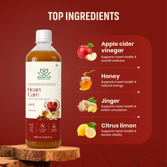 Saraswat Veda Heart Care Juice | Advanced Ayurvedic Heart Wellness Formula | Apple Cider Vinegar, Garlic, Ginger, Cinnamon & Honey | No Added Sugar | Daily Herbal Drink | 1000 ml