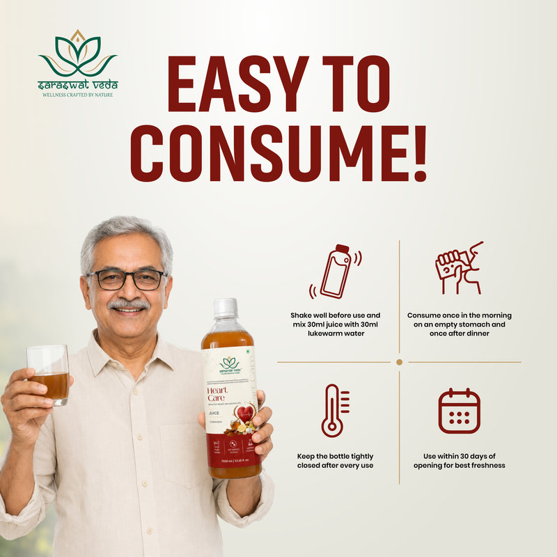 Saraswat Veda Heart Care Juice | Advanced Ayurvedic Heart Wellness Formula | Apple Cider Vinegar, Garlic, Ginger, Cinnamon & Honey | No Added Sugar | Daily Herbal Drink | 1000 ml