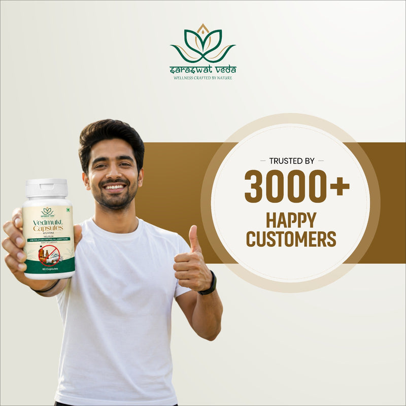 Saraswat Veda Vedmukt Capsules | Premium Ayurvedic Herbal Formula for Tobacco Detox Support, Craving Management, Liver & Lung Wellness & Daily Vitality | 60 Veg Capsules