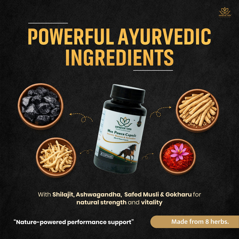Man O Power Ayurvedic Capsules – Vitality, Energy & Stamina Support (30 Capsules)