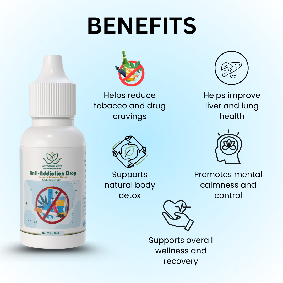 Saraswat Veda Anti Addiction Drops 30ML | Ayurvedic Herbal Detox & Wellness Support Formula